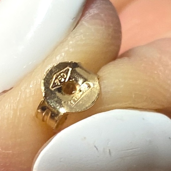 18k. Yellow turquoise earrings . Imported From Itaky - Picture 2 of 4